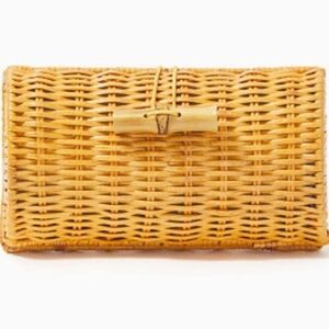 Lilly Pulitzer Wicker Clutch Bag Bamboo Accent Resort Coastal Chic, Boca Blue